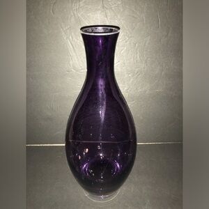 KROSNO Purple Clear Glass Bottom Tear Drop 12.5” Tall Heavy Vase